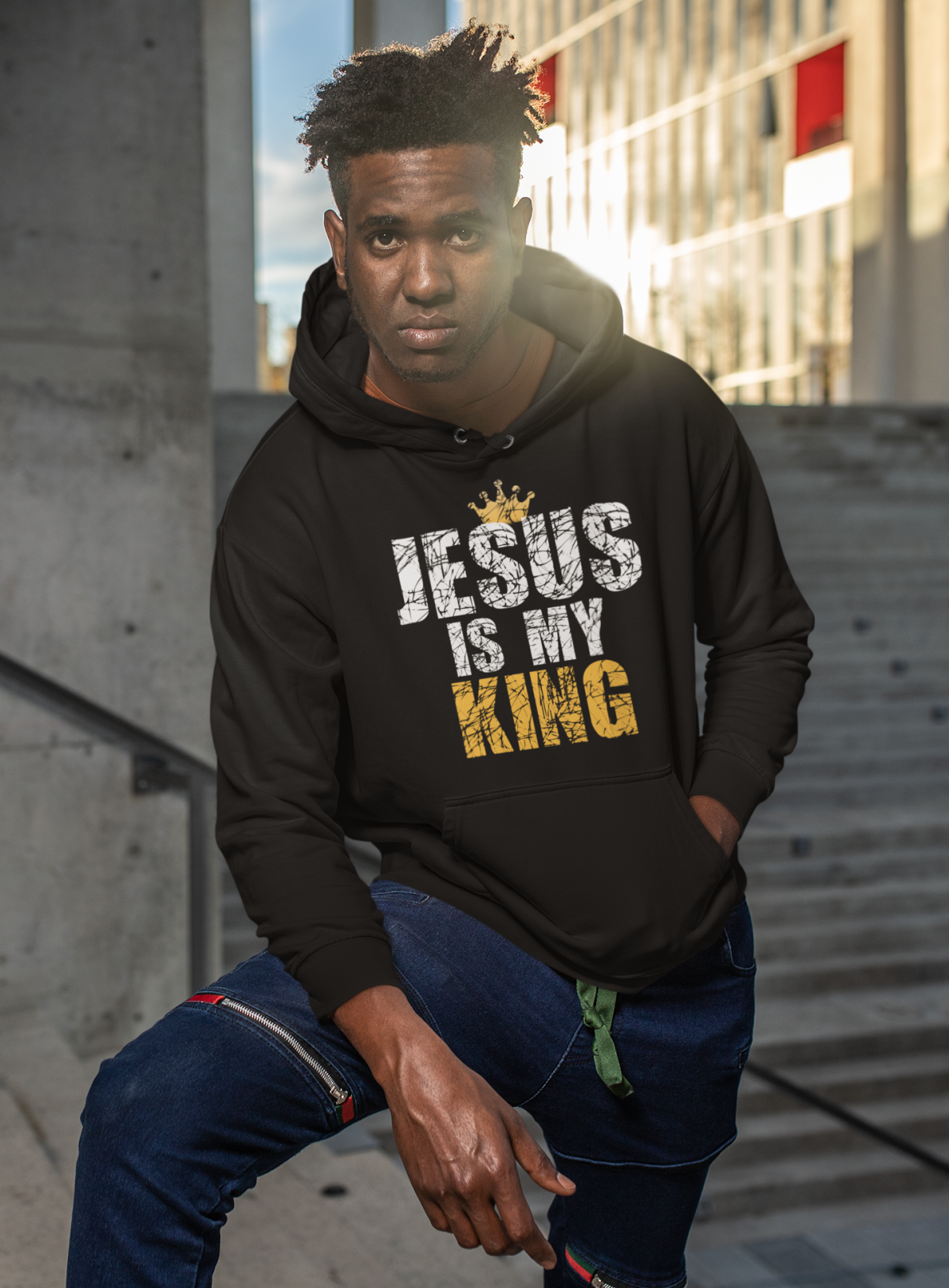 Jesus is my King - christelijke heren hoodie