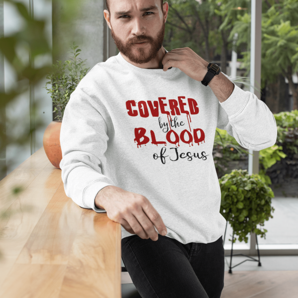 Christelijke Heren sweater - Covered by the blood of Jesus