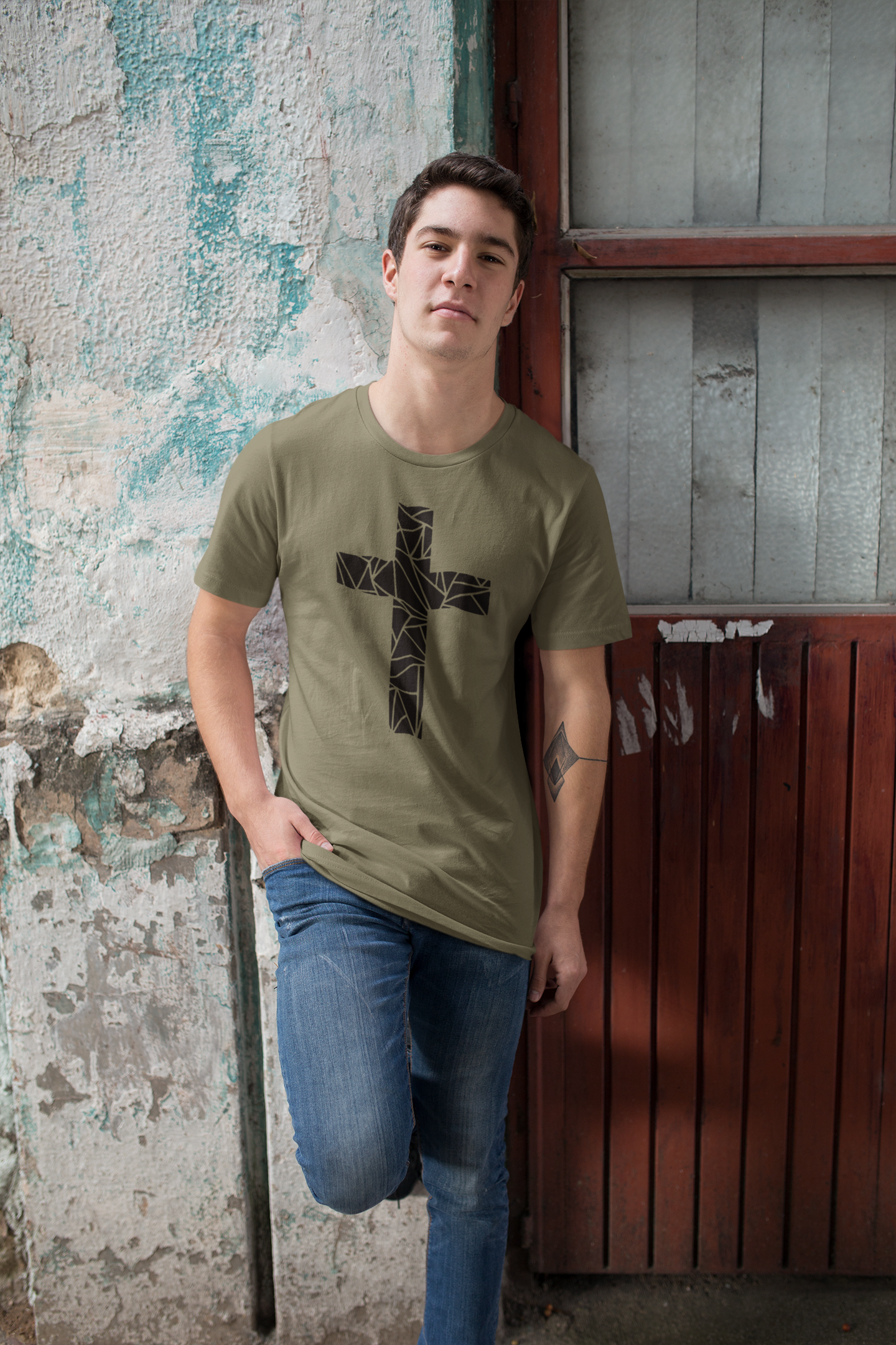 Modern kruis - Christelijk heren T-shirt