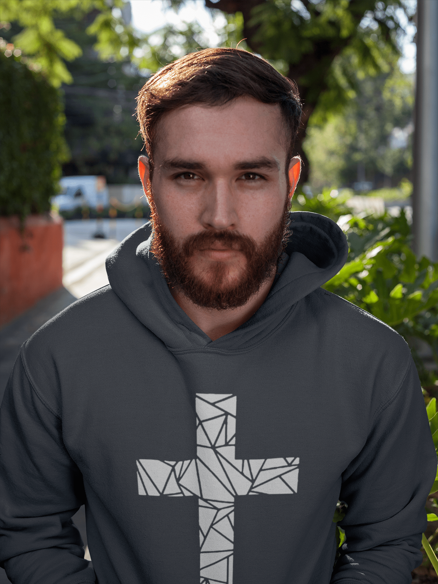 Christelijke heren hoodie! - Modern kruis