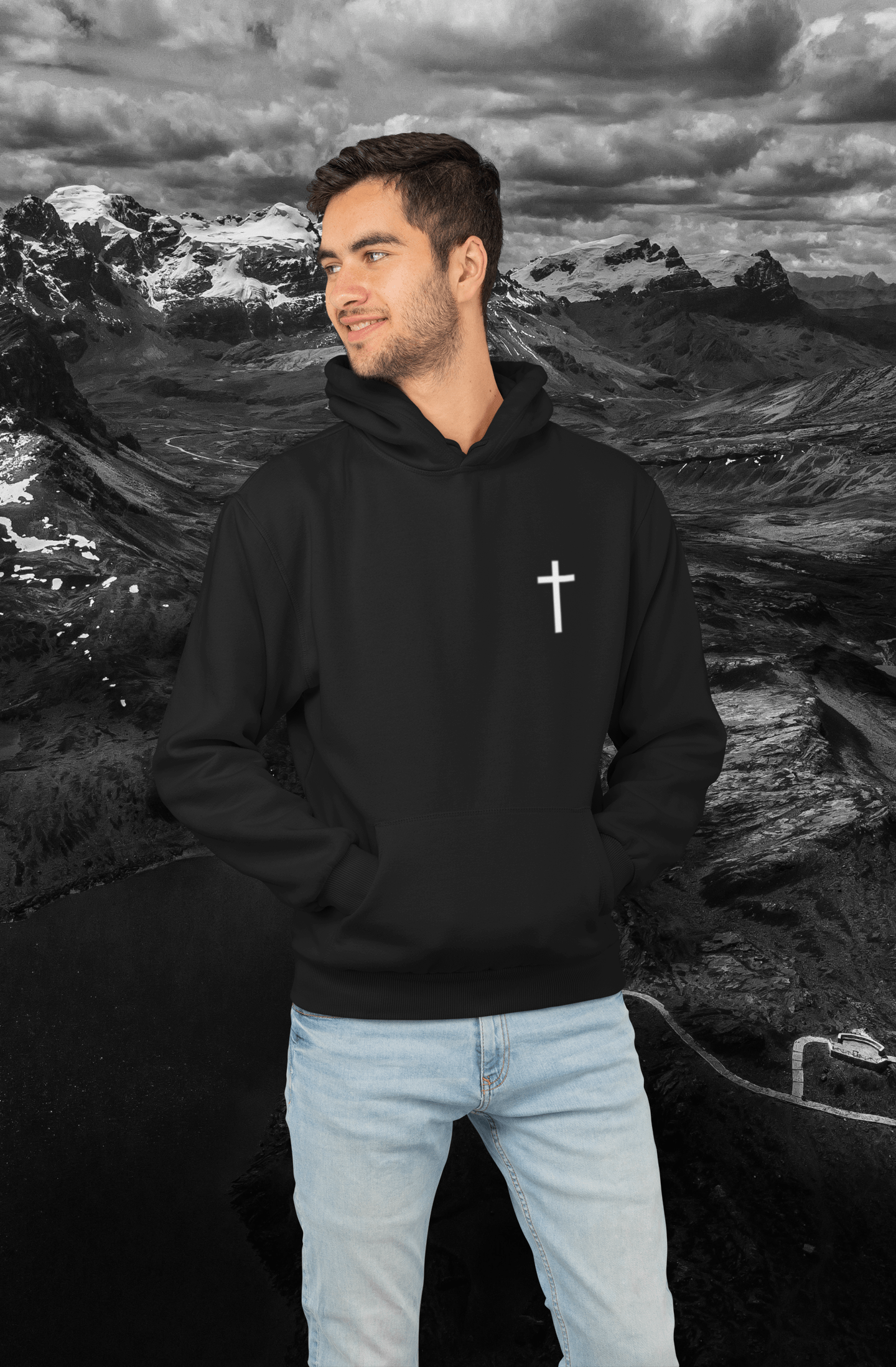 Christelijke heren hoodie! - Elegant kruis