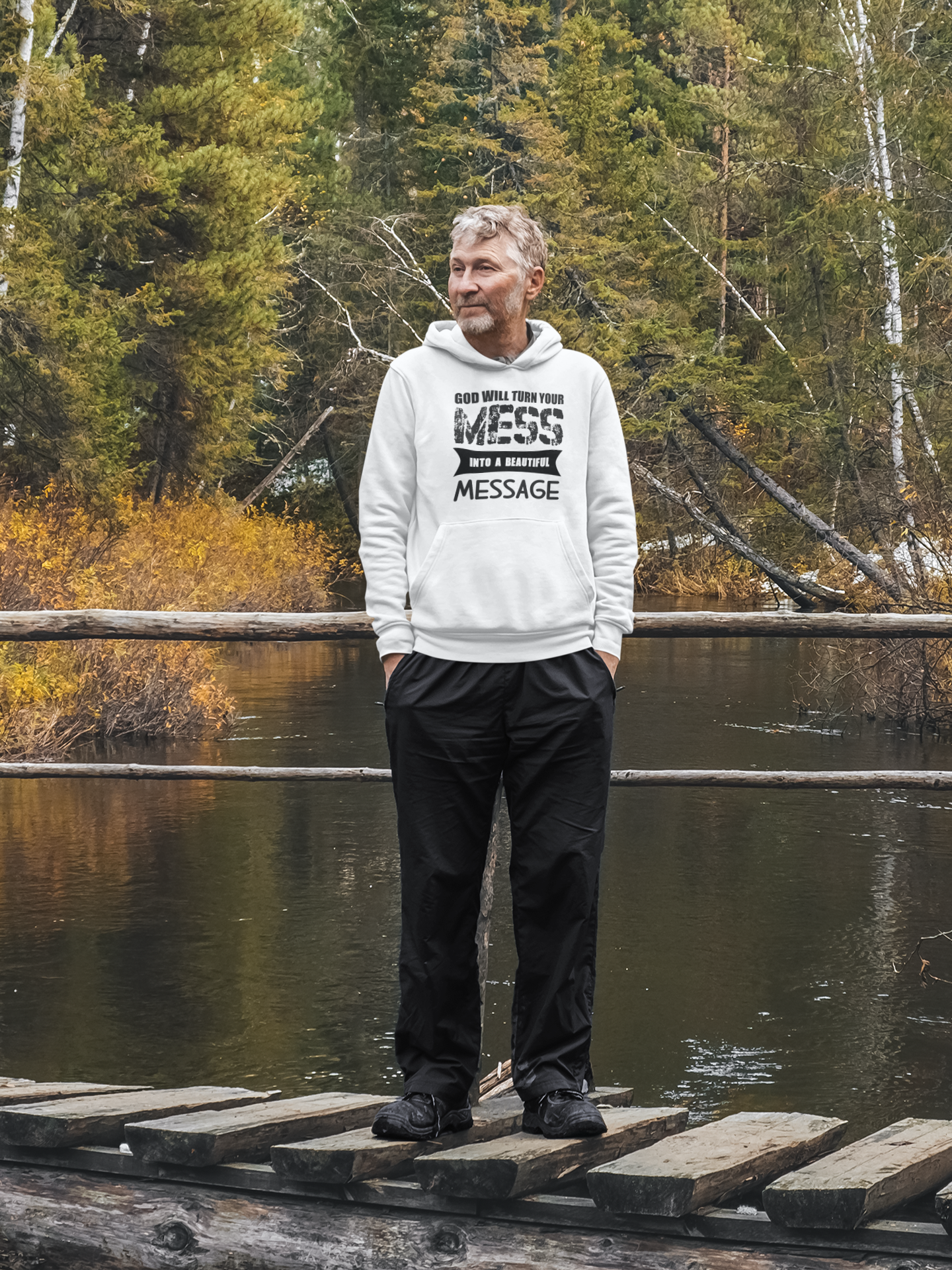 Christelijke heren hoodie! - Your mess become a beautiful message