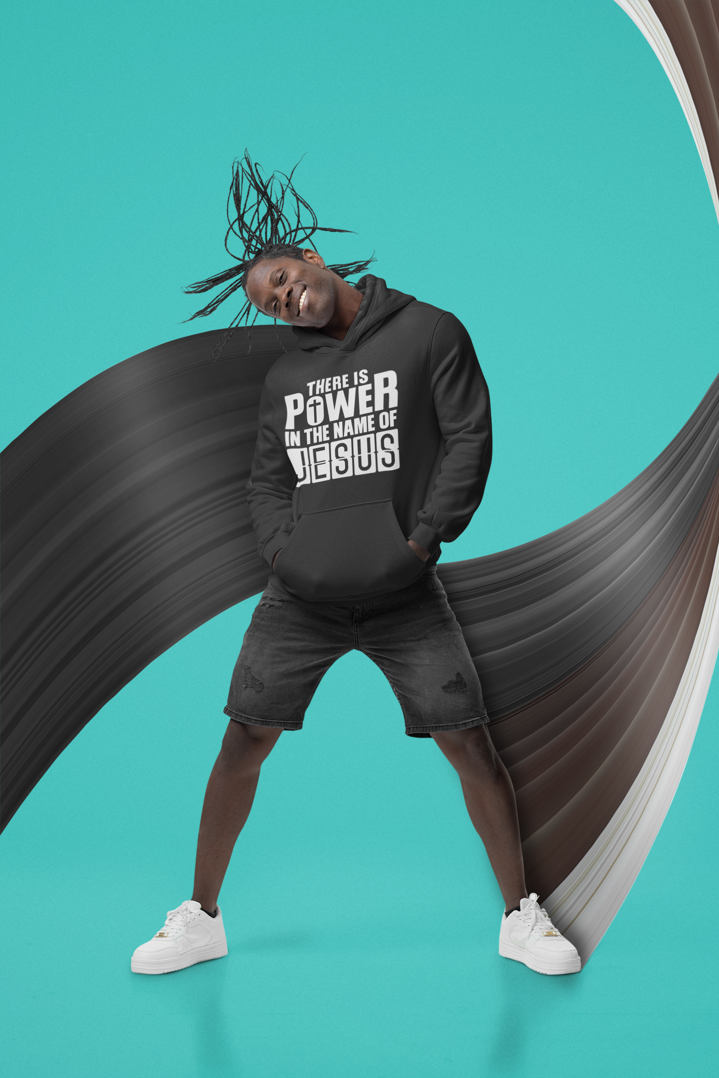 Christelijke heren hoodie! - There is power in the name of Jesus