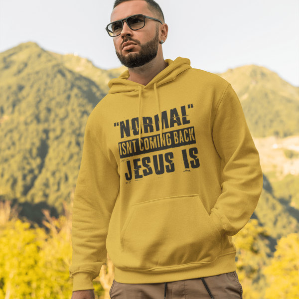 Christelijke heren hoodie! - Normal isn't coming back, Jesus is 12 kleuren.