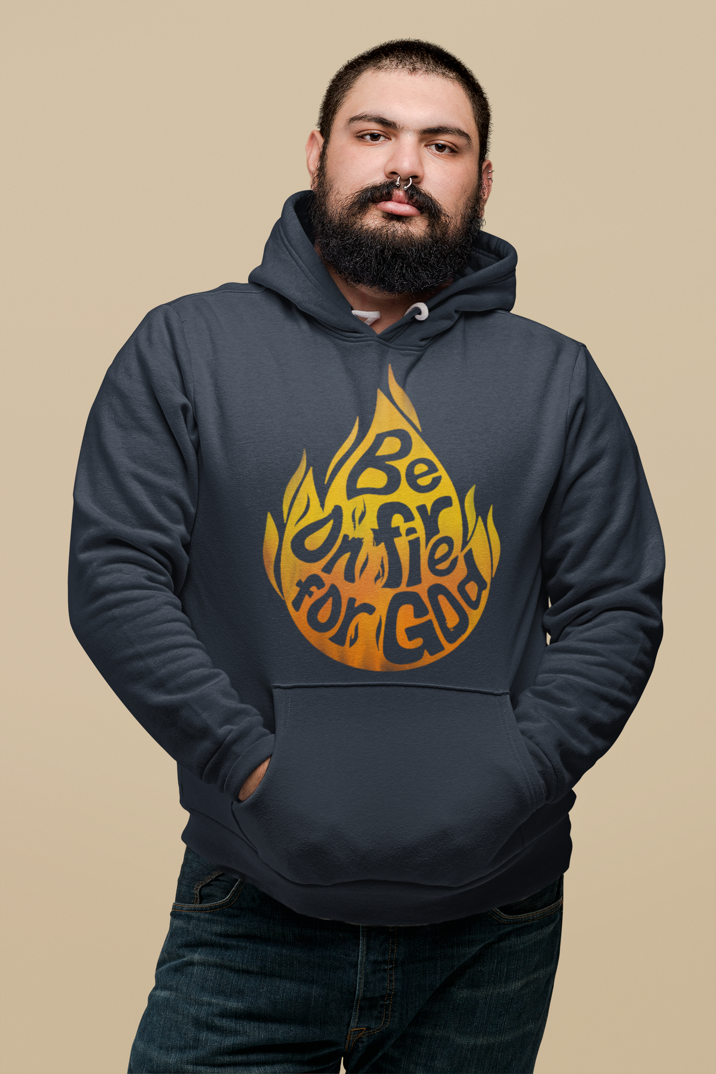 Christelijke heren hoodie! - Be on fire for God