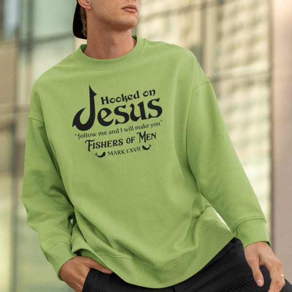 Christelijke Heren sweater - Hooked on Jesus