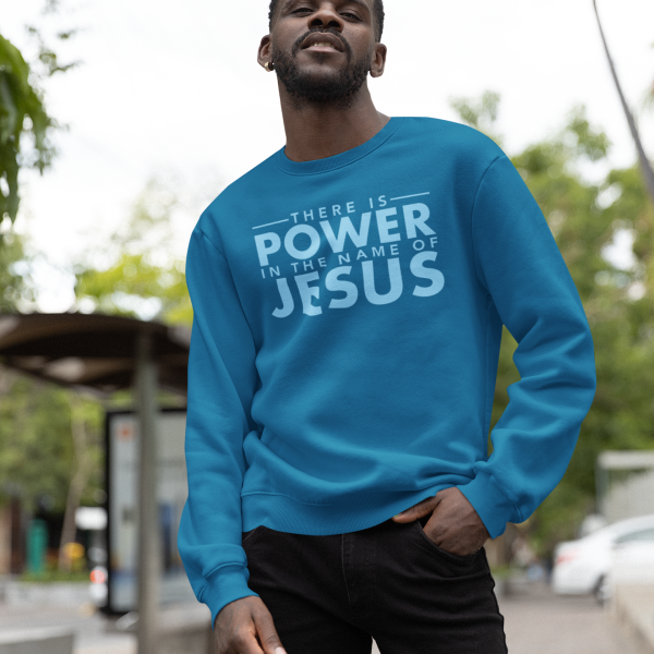 Christelijke Heren sweater - There is power in the name of Jesus