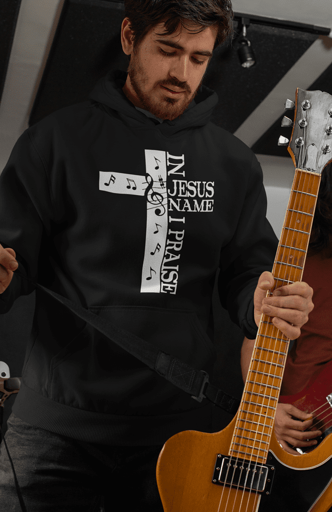 Christelijke heren hoodie -  I Praise for Jesus - 28 kleuren
