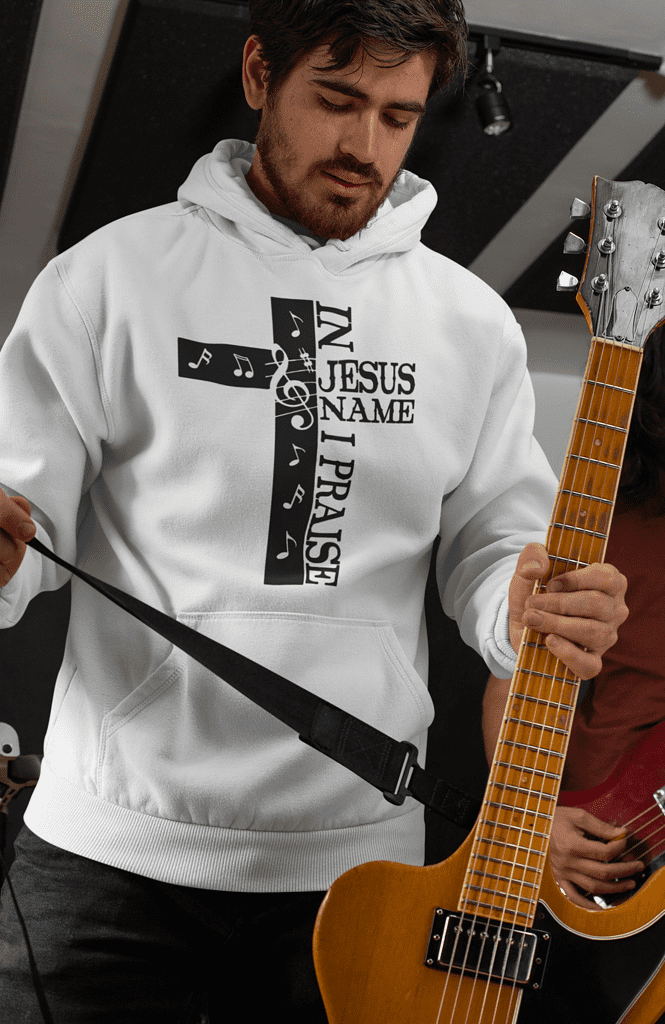 Christelijke heren hoodie -  I Praise for Jesus - 28 kleuren