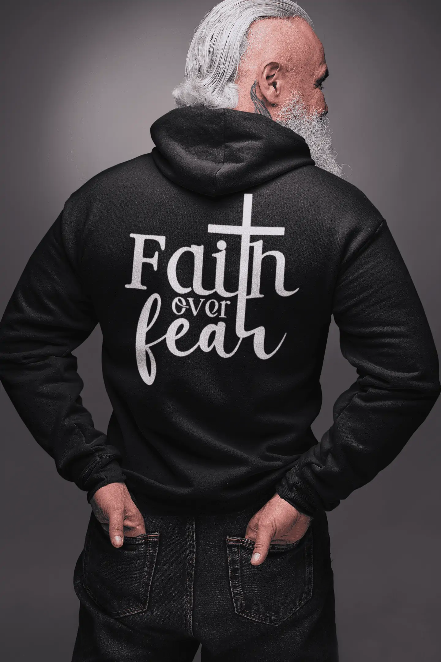 Christelijke heren hoodie - Faith over Fear - 12 kleuren