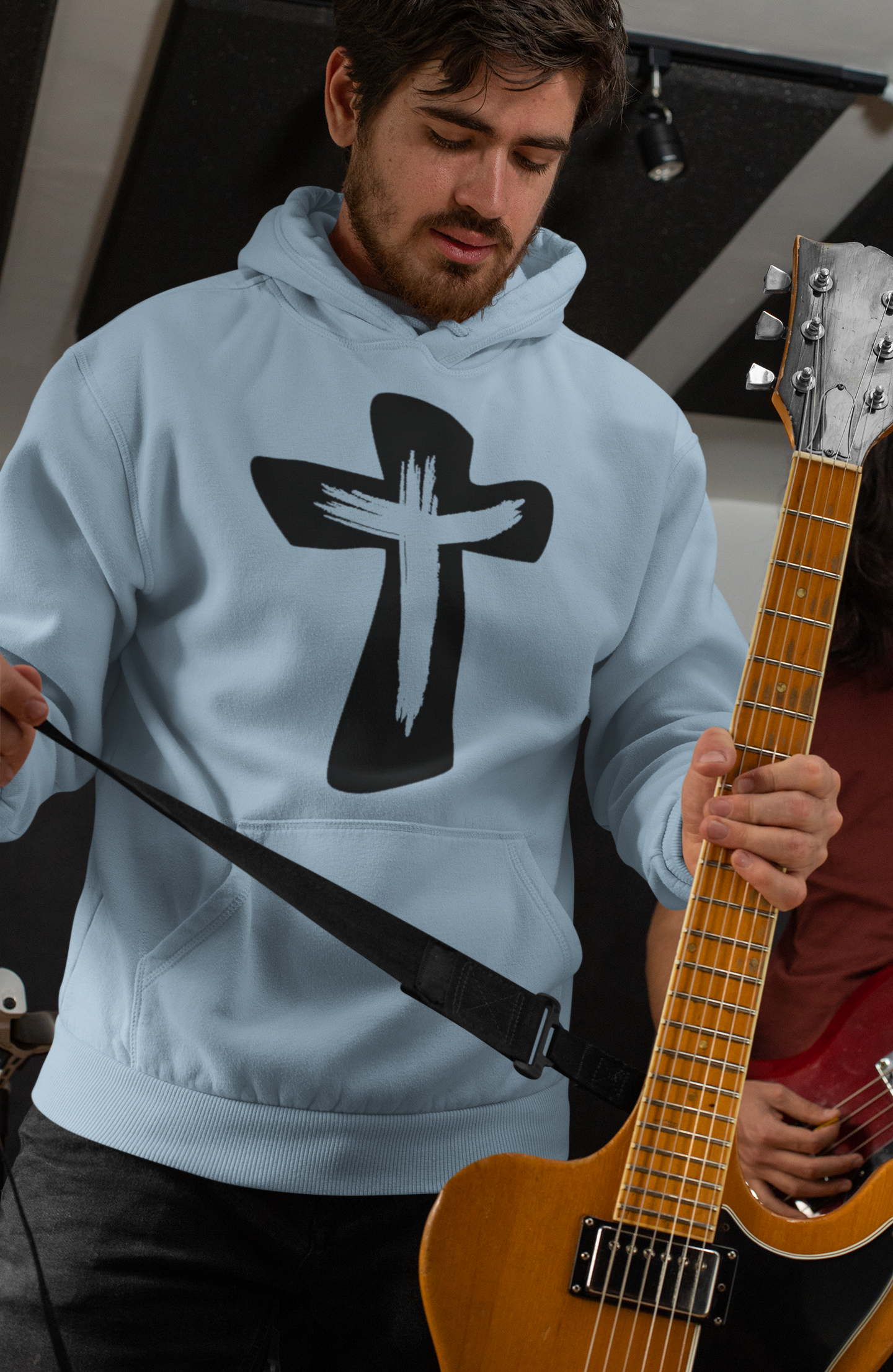Christelijke heren hoodie - JBW cross - van biokatoen in 29 kleuren
